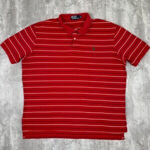 Vintage Polo Ralph Lauren Shirt Mens XL Red Striped Pony Embroidered Preppy 90s
